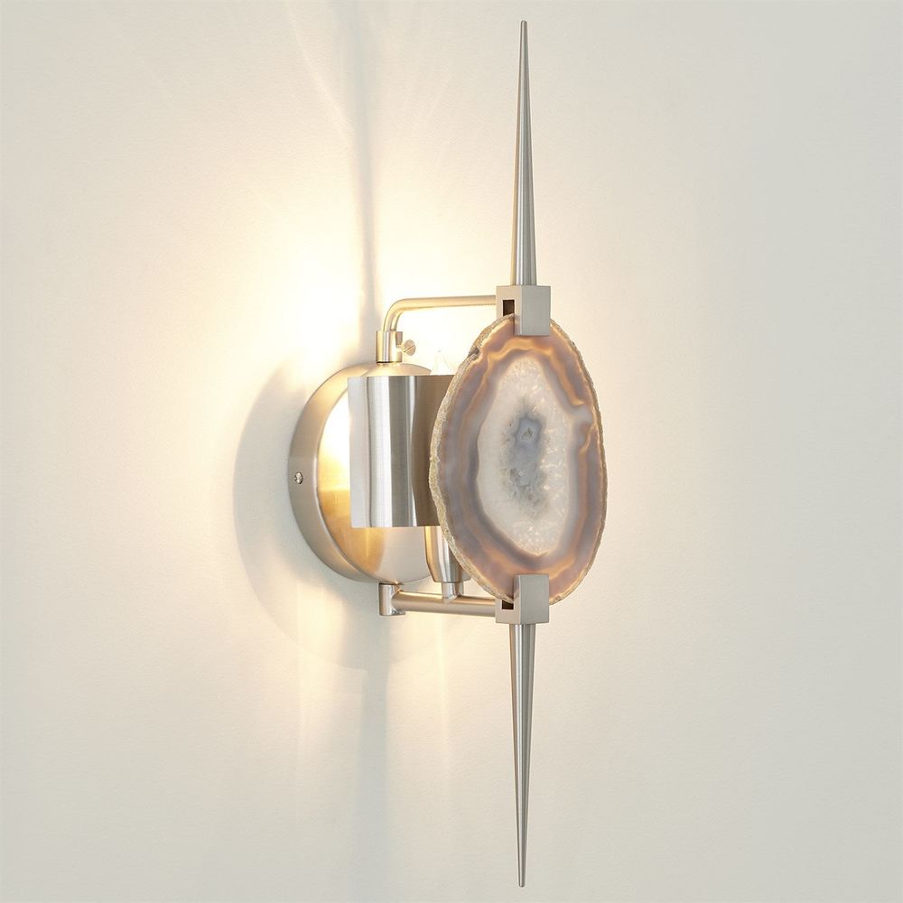 Wall Lighting Eclipse Agate Sconce-Satin Nickel