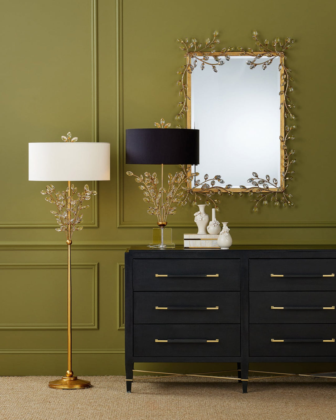 Wall Mirrors Forget-Me-Not Gold Rectangular Mirror