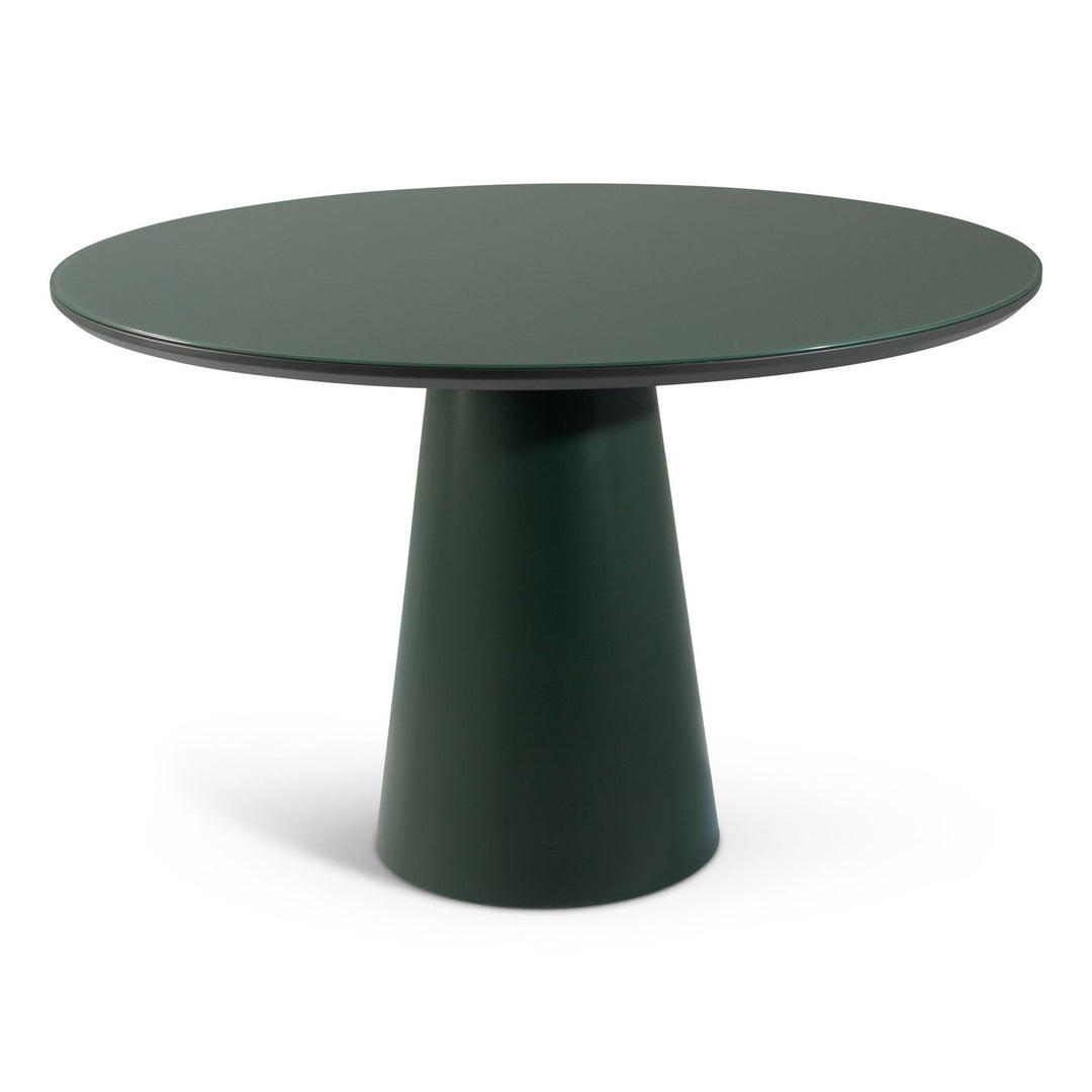 URBIA-BSM-208226-54 Mona Lacquered Glass & Wood Round Dining Table Floresta Green / Floreseta