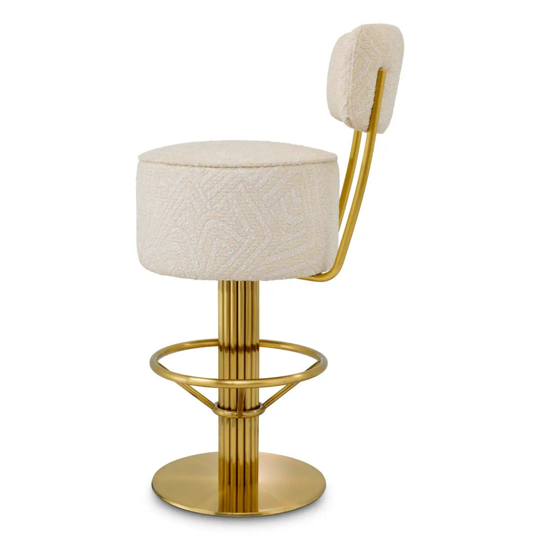 Bar Stool Carleton With Back Camari Cream Brushed Brass Finish - image 5