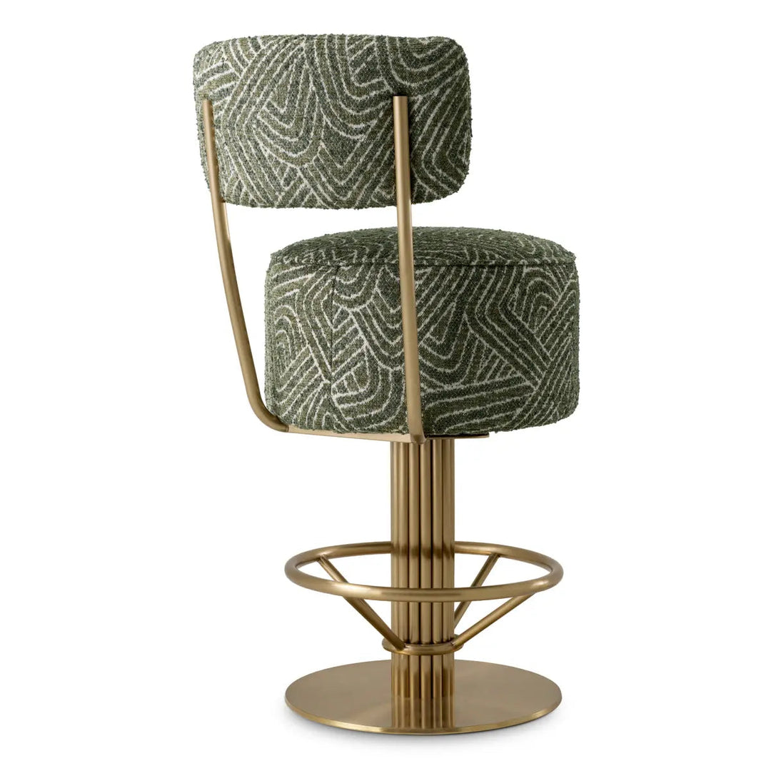 Counter Stool Carleton With Back Camari Green Brushed Brass Finish - image 5