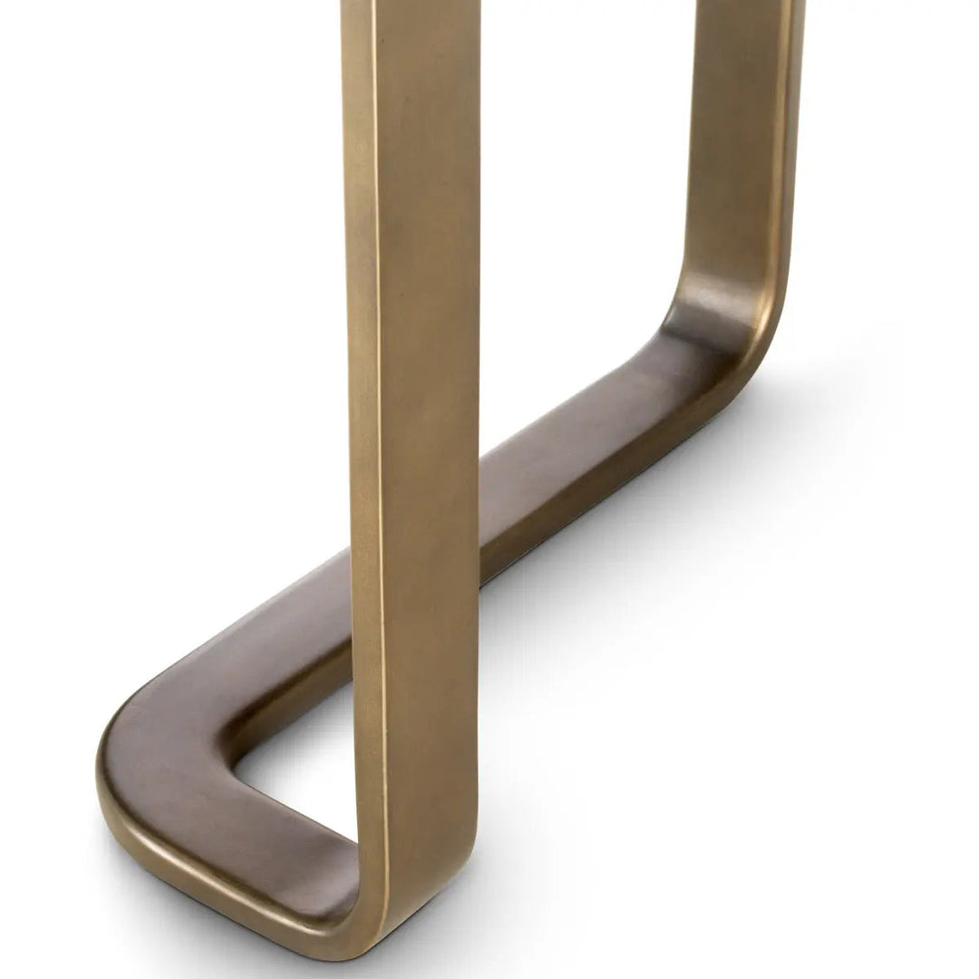 Dining Table Rucello Light Walnut Veneer Bronze Finish - image 5