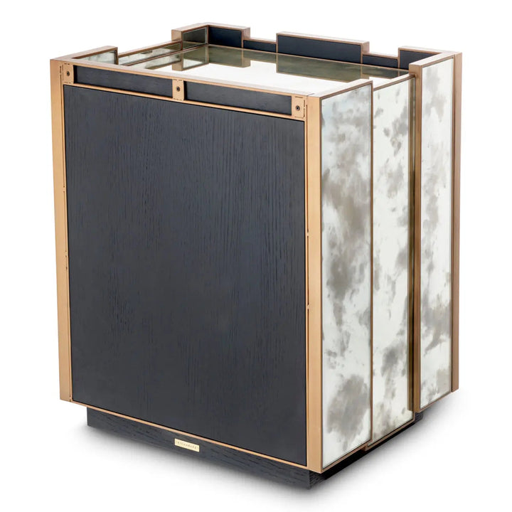 Nightstand Nottingham Left Antique Mirror Glass Brushed Brass Finish - image 5
