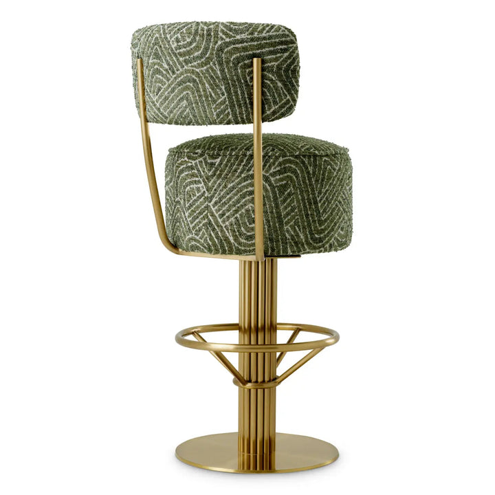 Bar Stool Carleton With Back Camari Green Brushed Brass Finish - image 5