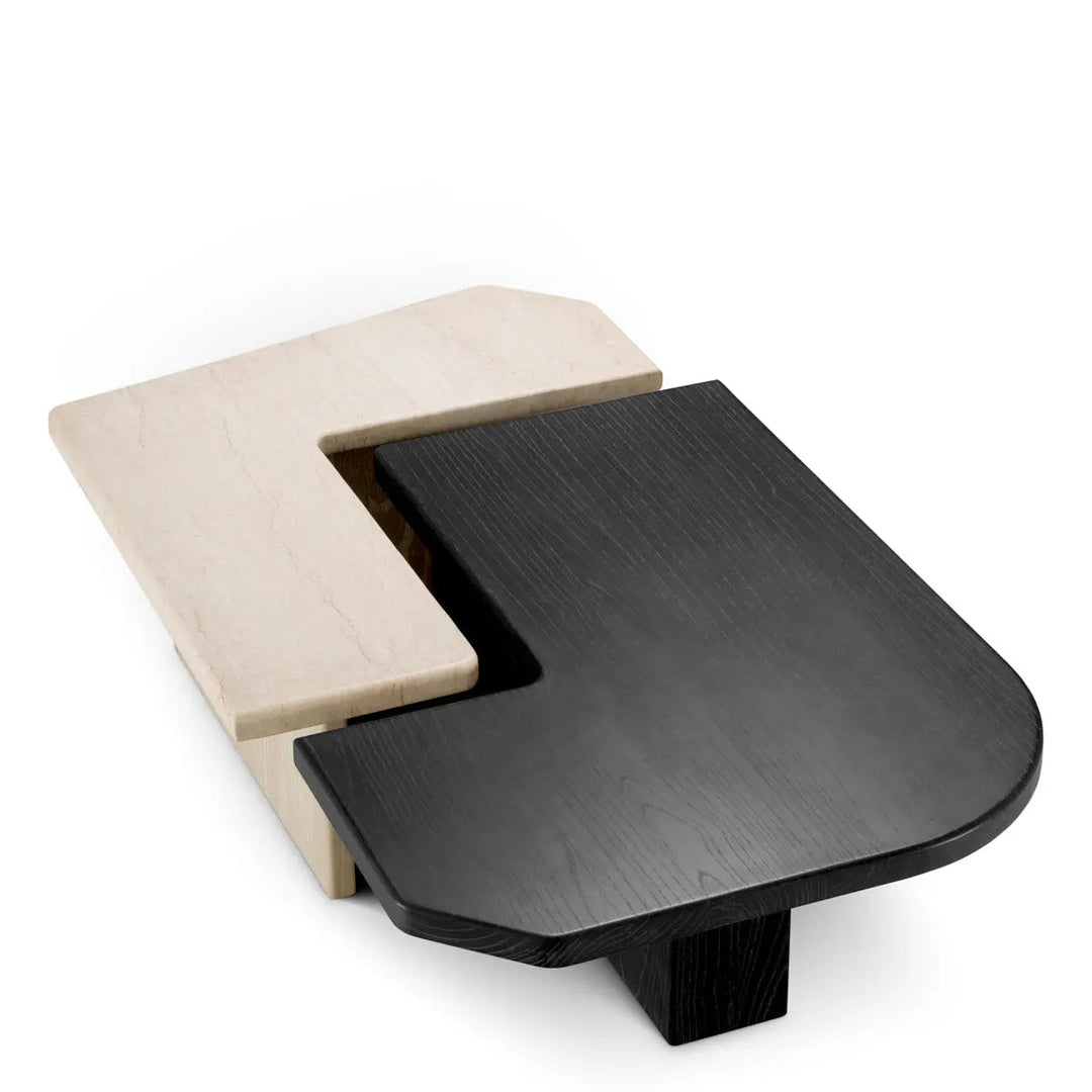 Coffee Table Yardham Charcoal Grey Oak Veneer Beige Marble Set Of 2 - image 5