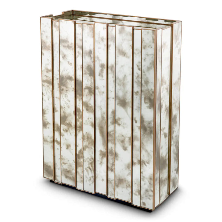 Bar Cabinet Nottingham Antique Mirror Glass Brushed Brass Finish - image 5