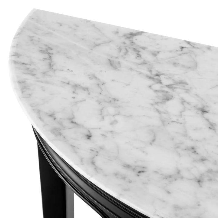 Console Table Rochefort Piano Black Finish White Carrera Marble - image 5
