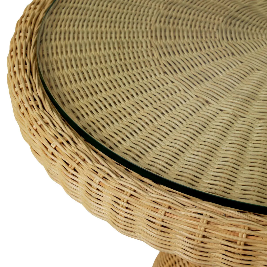 Dining Table Tiago Round Natural Rattan Incl Glass Top - image 5
