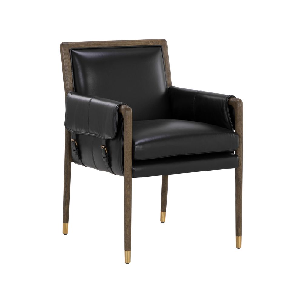 Mauti Dining Armchair - Distressed Brown - Cortina Black Leather