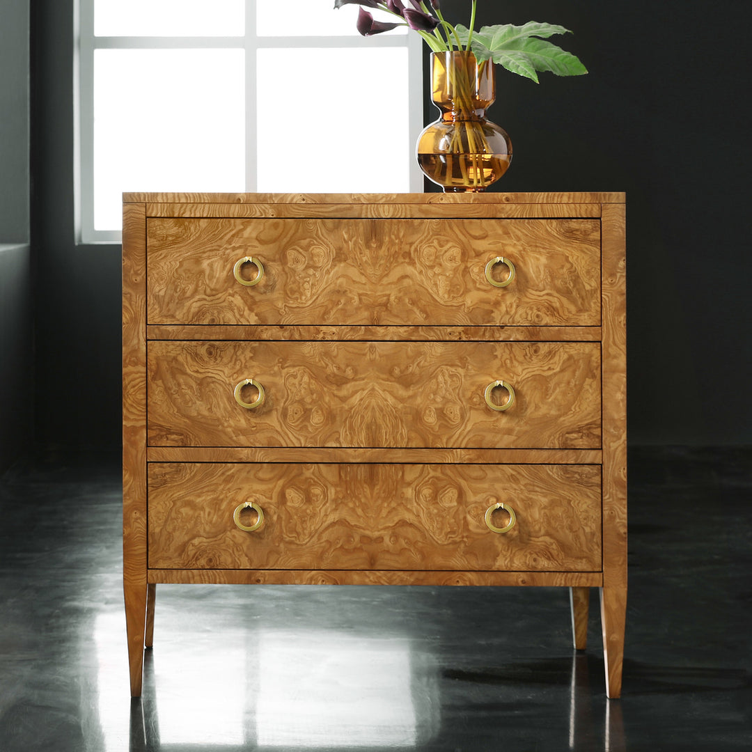 Three Drawer Chest on Legs-Olive Ashe Burl