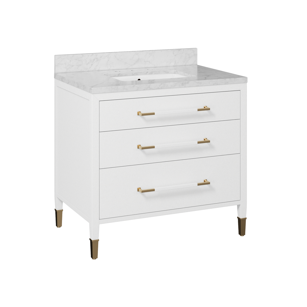 Verona 36" White Vanity with Rectangular Undermount Sink