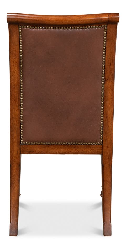 Jupe Side Chair - Walnut W/Brown Leather-SARREID-SARREID-60-29-Dining Chairs-4-France and Son