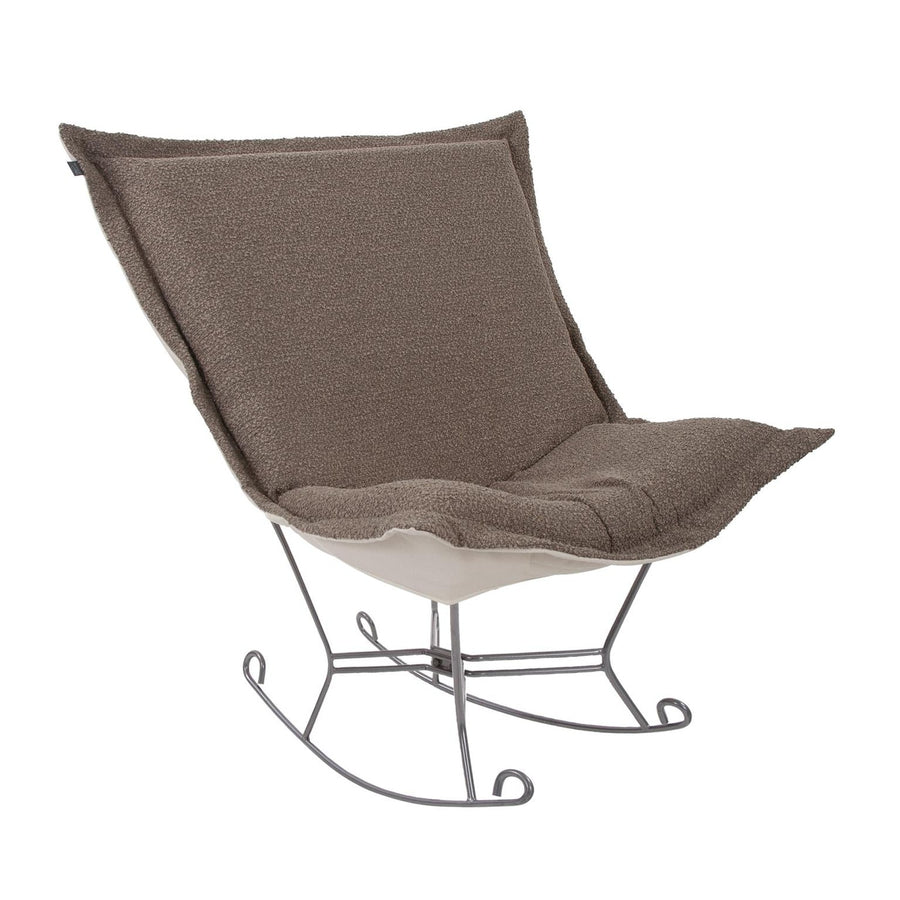 Scroll Puff Rocker Titanium-The Howard Elliott Collection-HOWARD-600-1262-Lounge ChairsChocolate/Natural-1-France and Son