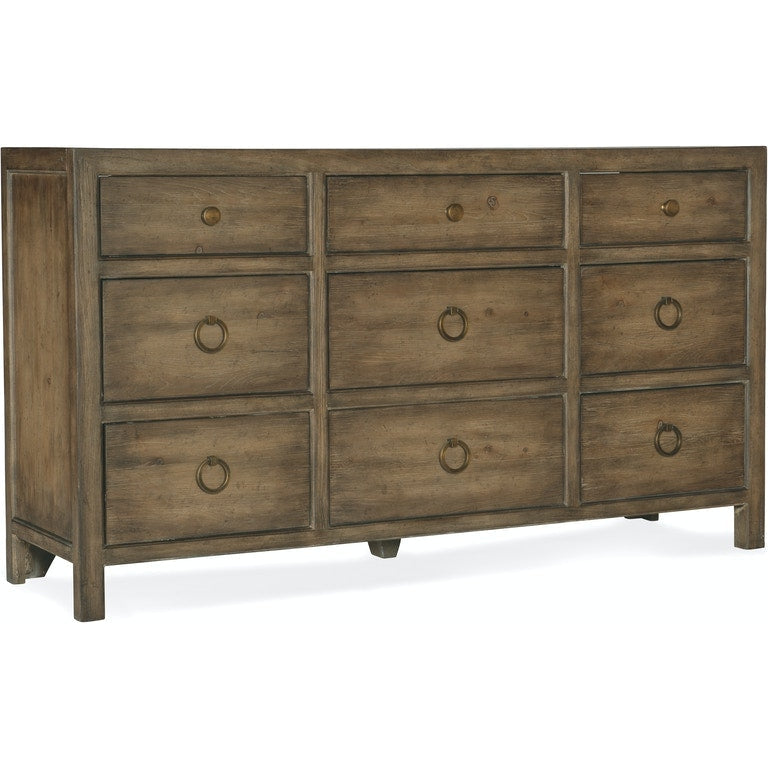 Nine-Drawer Dresser-Hooker-HOOKER-6015-90202-89-DressersDark Wood-1-France and Son