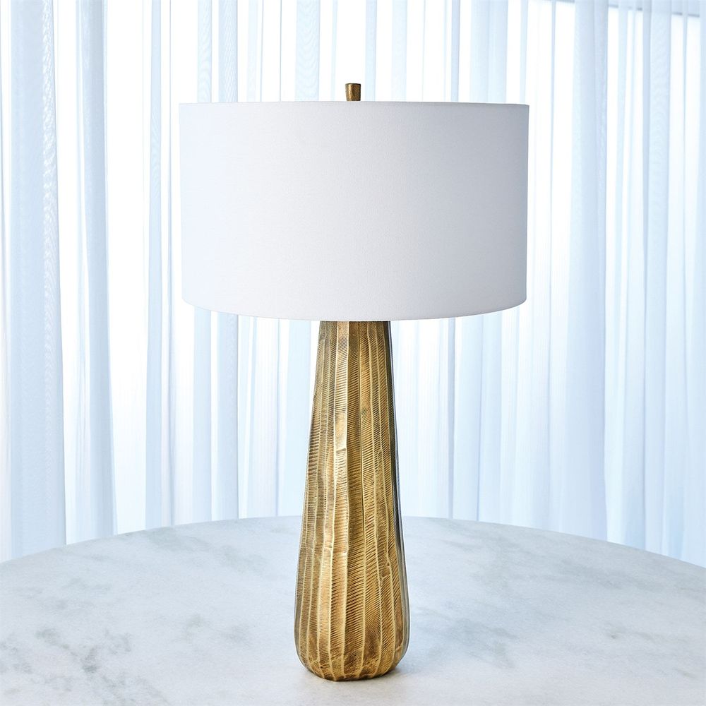 Table Lamps Chased Round Table Lamp-Antique Brass