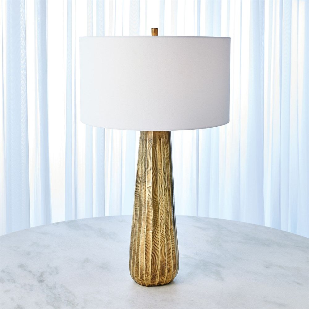 Table Lamps Chased Round Table Lamp-Antique Brass