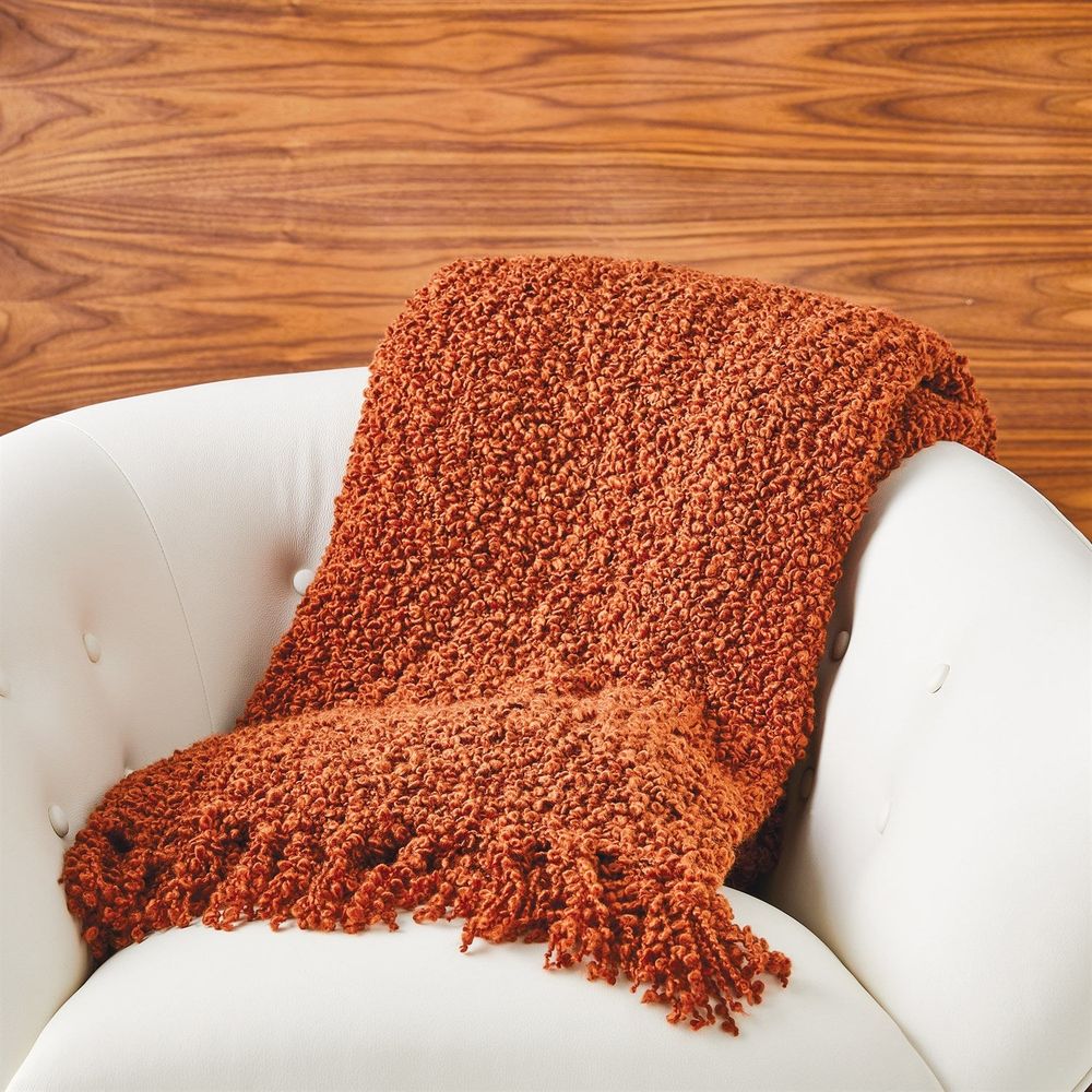 Throw Blankets Textured Boucle Throw - Rust