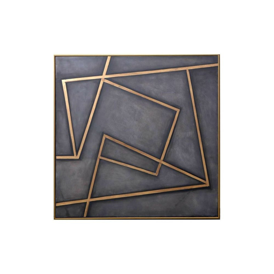 Wall Art In A Maze - 60" X 60" - Gold Floater Frame