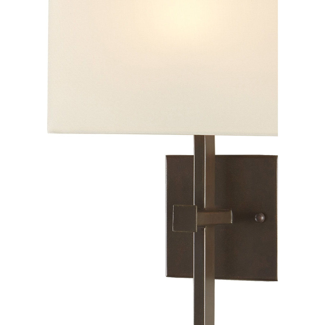 Ashdown Bronze Wall Sconce, White Shade