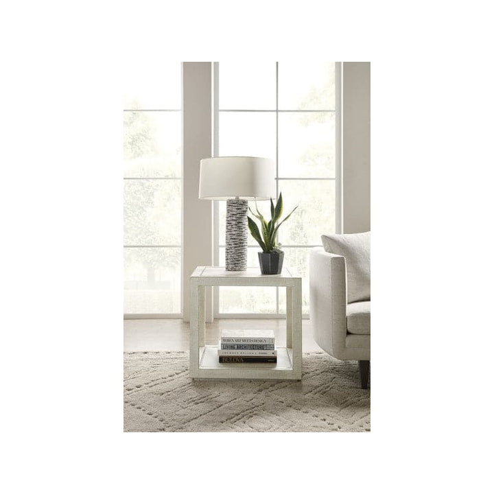 Side Tables Cascade End Table - Burlap and Metal Inlay