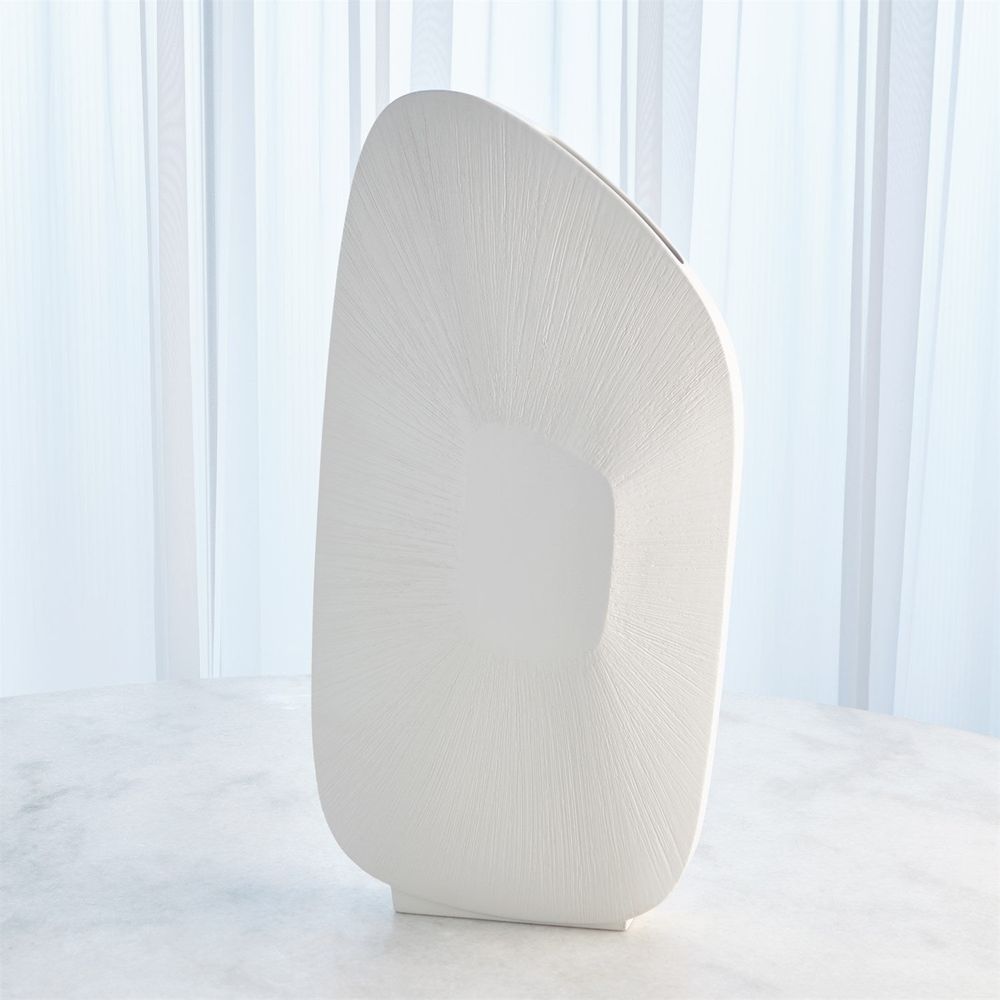 Offset Square Scratch Vase-Matte White-Low