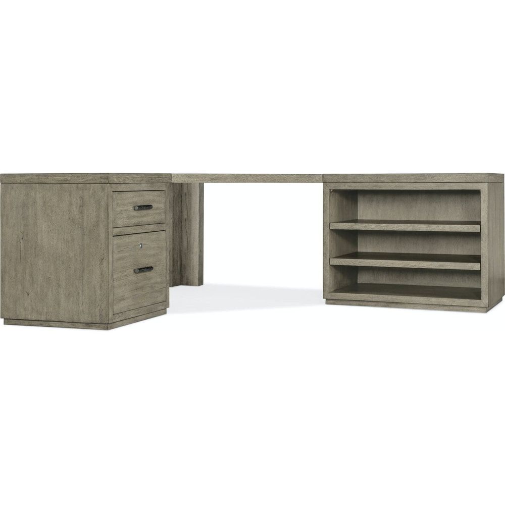 Linville Falls Corner Desk with File and Open Desk Cabinet-Hooker-HOOKER-6150-10933-85-Desks-1-France and Son