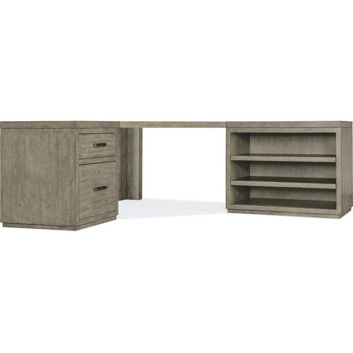 Linville Falls Corner Desk with File and Open Desk Cabinet-Hooker-HOOKER-6150-10933-85-Desks-1-France and Son