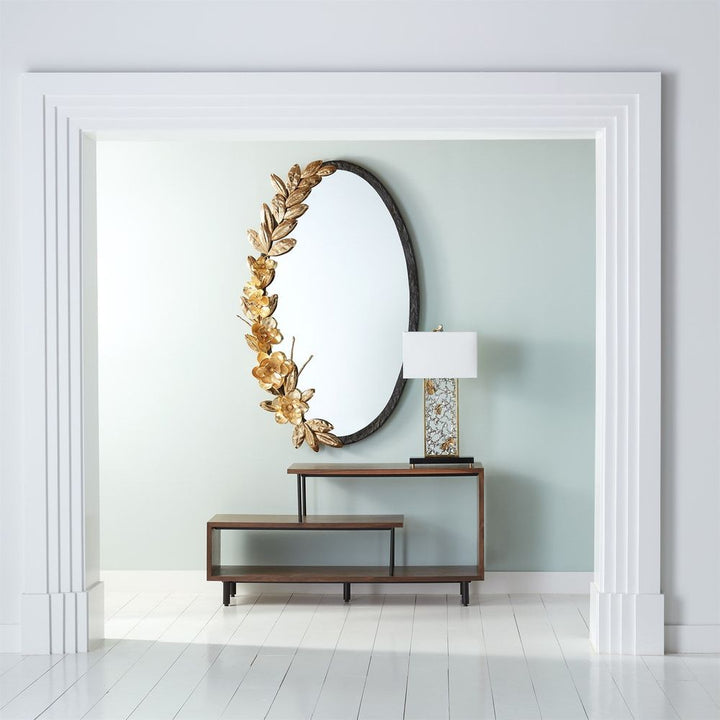 Wall Mirrors Magnolia Branch Mirror-Antique Brass/Gold