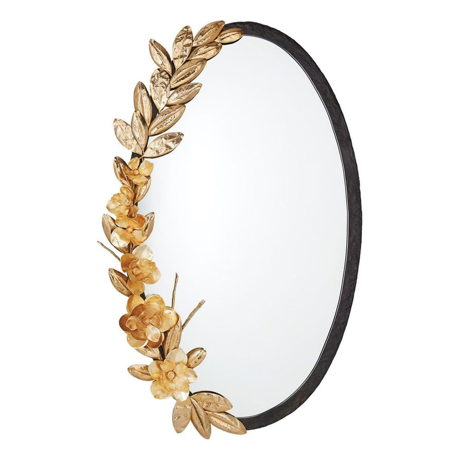 Wall Mirrors Magnolia Branch Mirror-Antique Brass/Gold