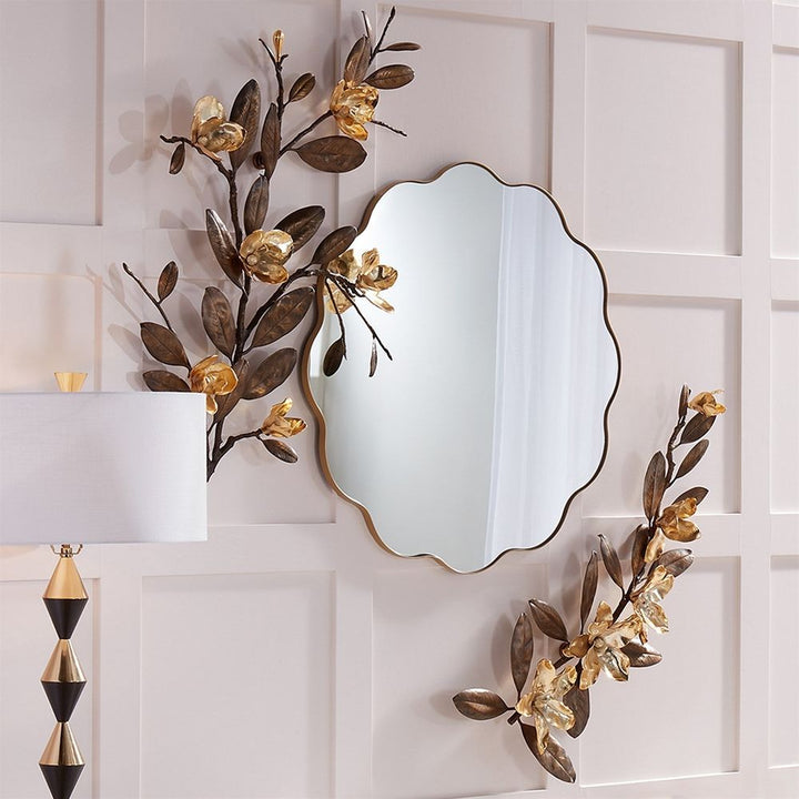 Wall Decor Magnolia Branch Wall Art-Antique Brass/Gold-Sm