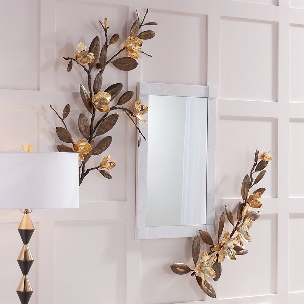 Wall Decor Magnolia Branch Wall Art-Antique Brass/Gold-Sm