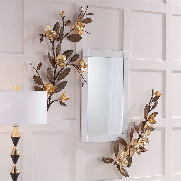 Wall Decor Magnolia Branch Wall Art-Antique Brass/Gold-Sm