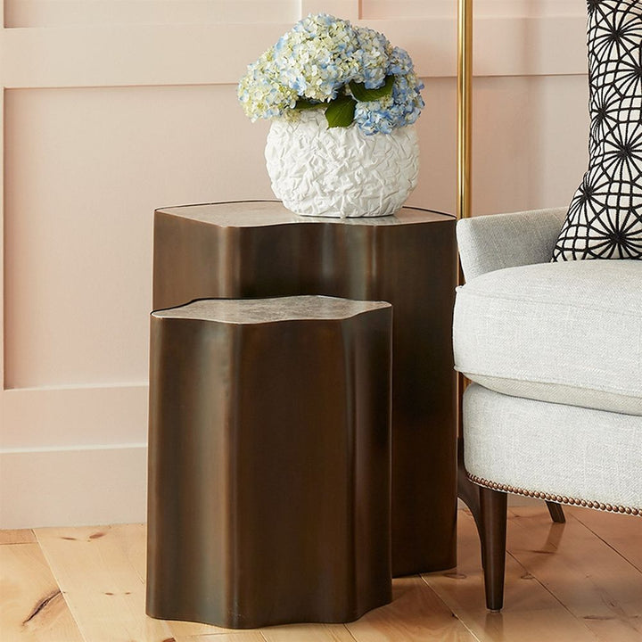 Organic Nesting Table-Bronze/Beige Marble-Lg