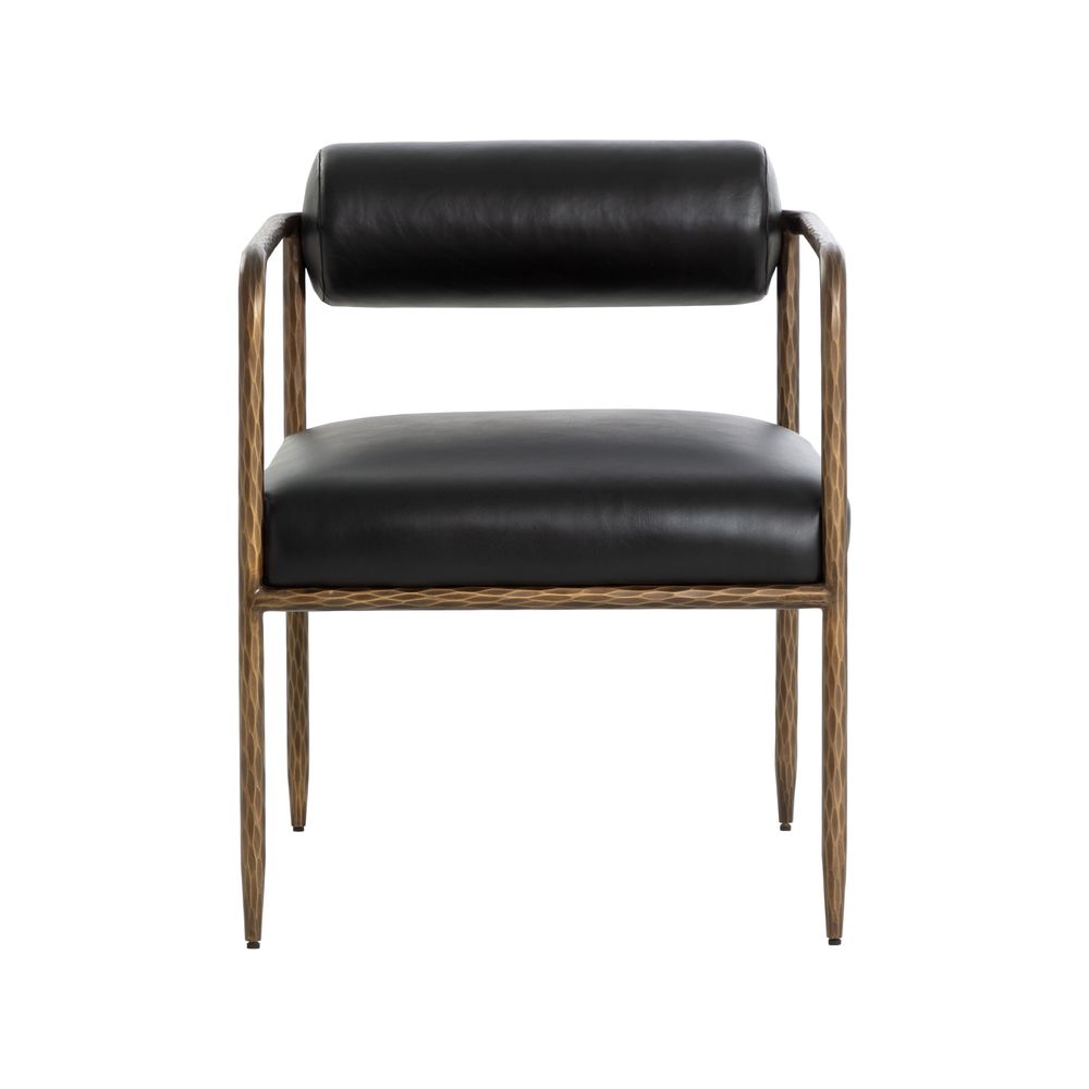 Dining Chairs Ajani Dining Armchair - Charcoal Black Leather