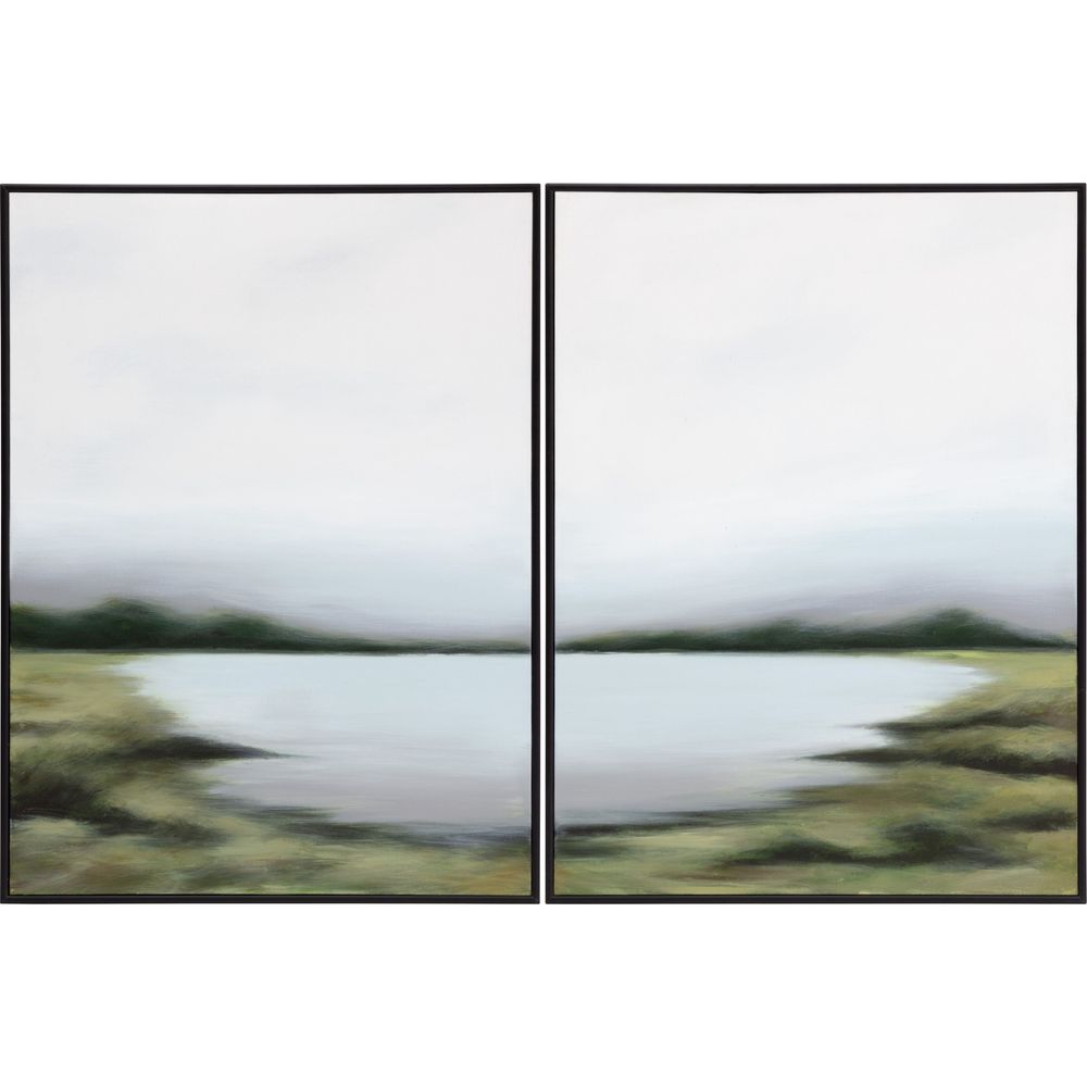 Wall Art Lakeside Views (Set Of 2) - 36" X 48" - Black Floater Frame