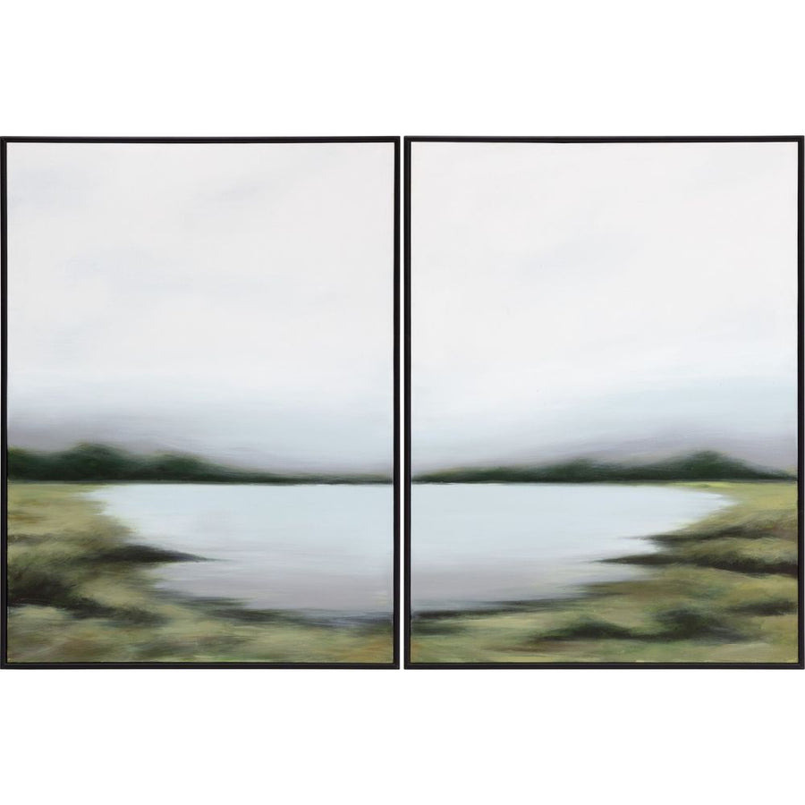 Wall Art Lakeside Views (Set Of 2) - 36" X 48" - Black Floater Frame