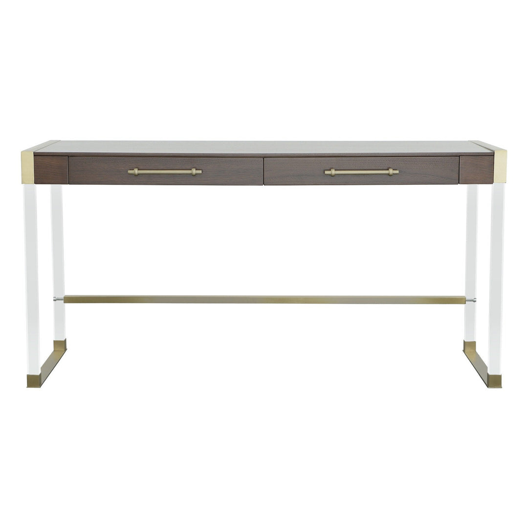 Libby Langdon Simone Writing Desk - Smoked Stone - Stainless Steel, Acrylic, Walnut Solids