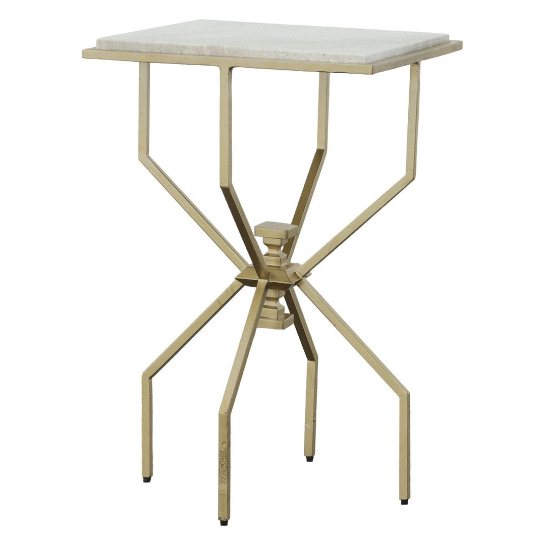 Libby Langdon Rosso Drink Table - Stainless Steel and Marquina Stone