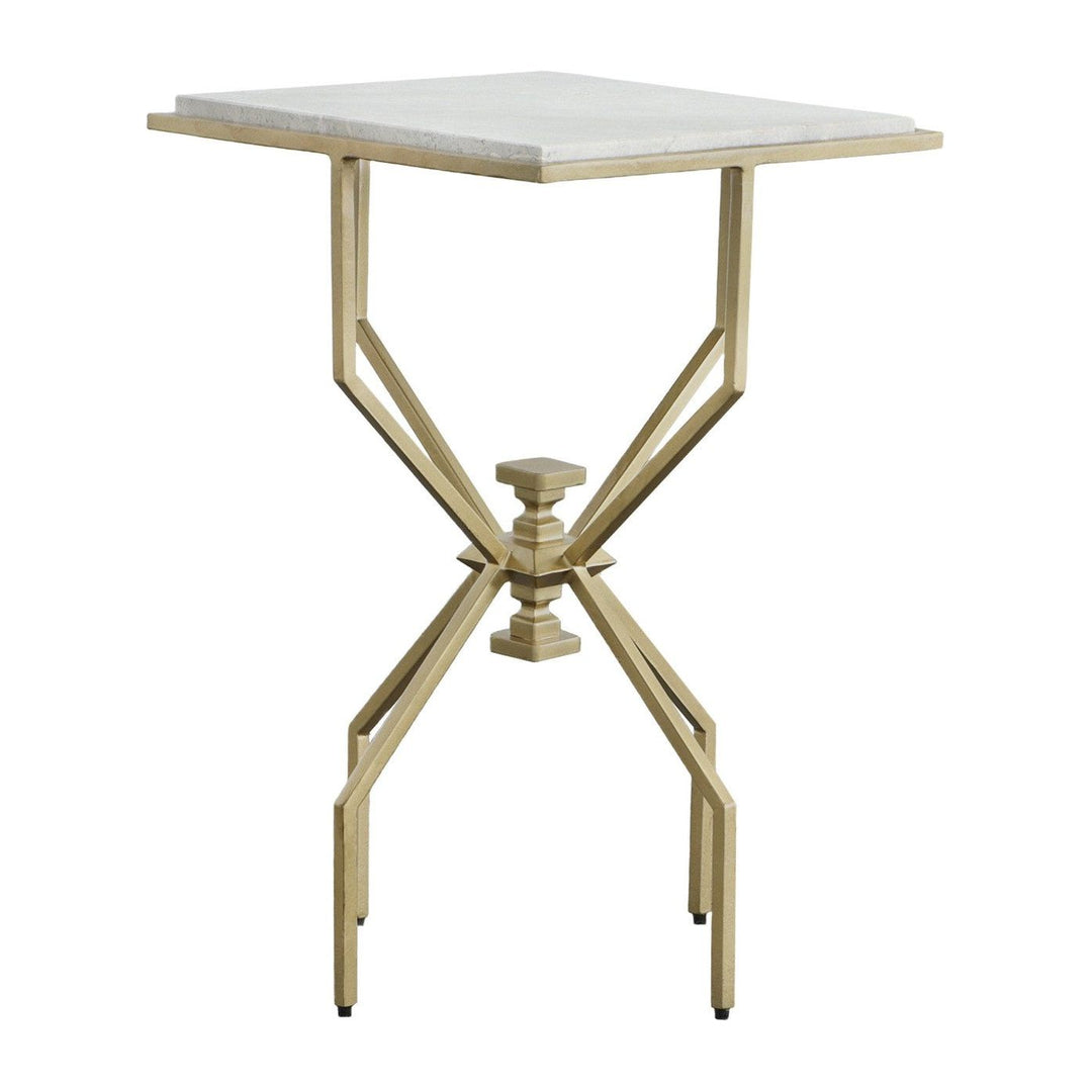 Libby Langdon Rosso Drink Table - Stainless Steel and Marquina Stone