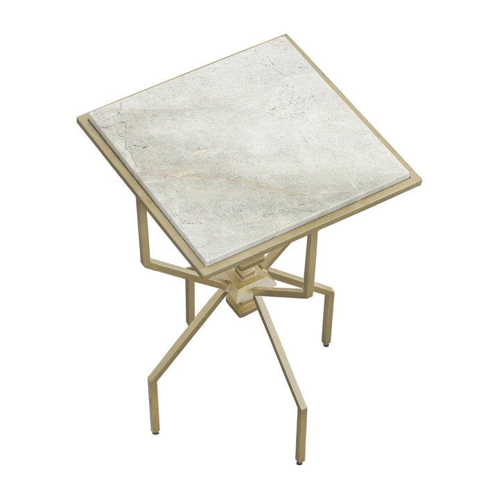 Libby Langdon Rosso Drink Table - Stainless Steel and Marquina Stone