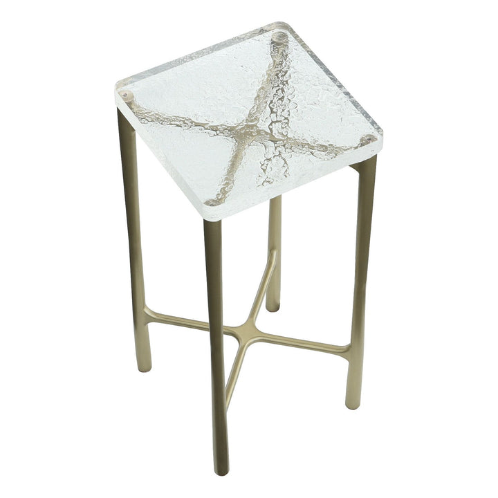 Libby Langdon Mangold Drink Table - Champagne - Glass,Stainless Steel