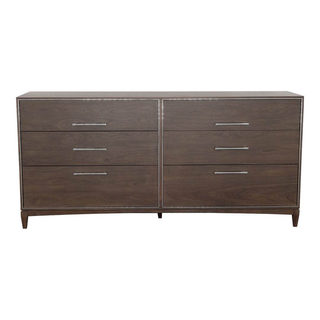 Libby Langdon Farley Six Drawer Dresser - Smoked Stone - Walnut Solids