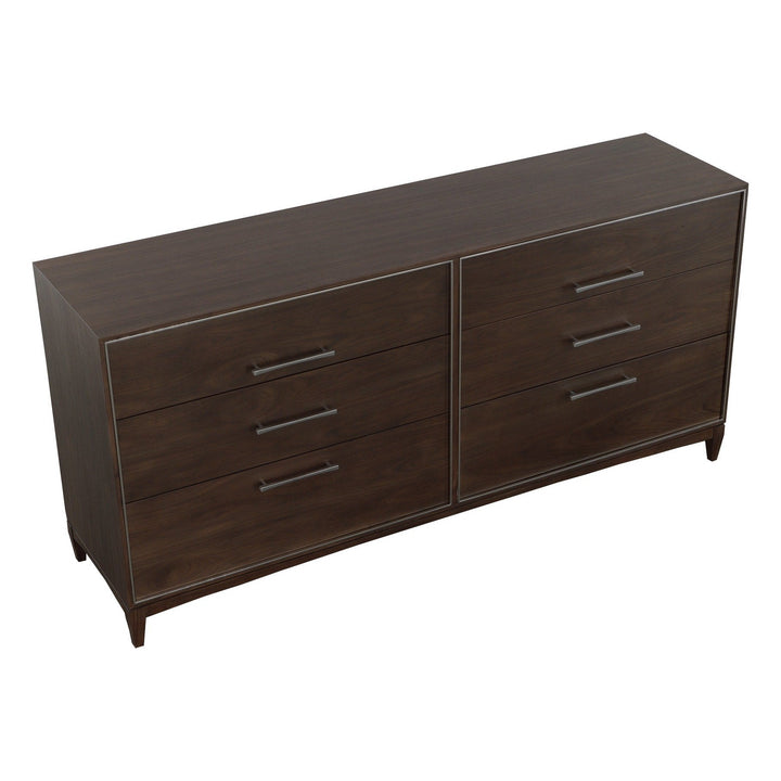 Libby Langdon Farley Six Drawer Dresser - Smoked Stone - Walnut Solids