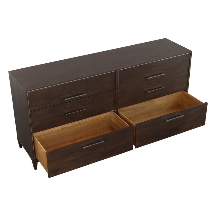 Libby Langdon Farley Six Drawer Dresser - Smoked Stone - Walnut Solids