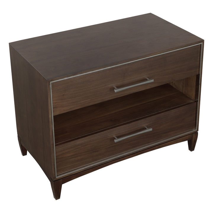 Libby Langdon Farley Nightstand - Smoked Stone - Walnut Solids