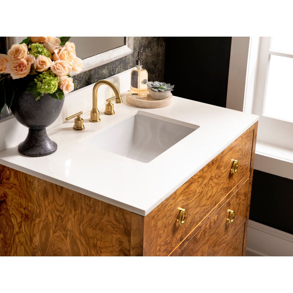 Vanities Olive Ashe Burl Vanity with White Marble Top