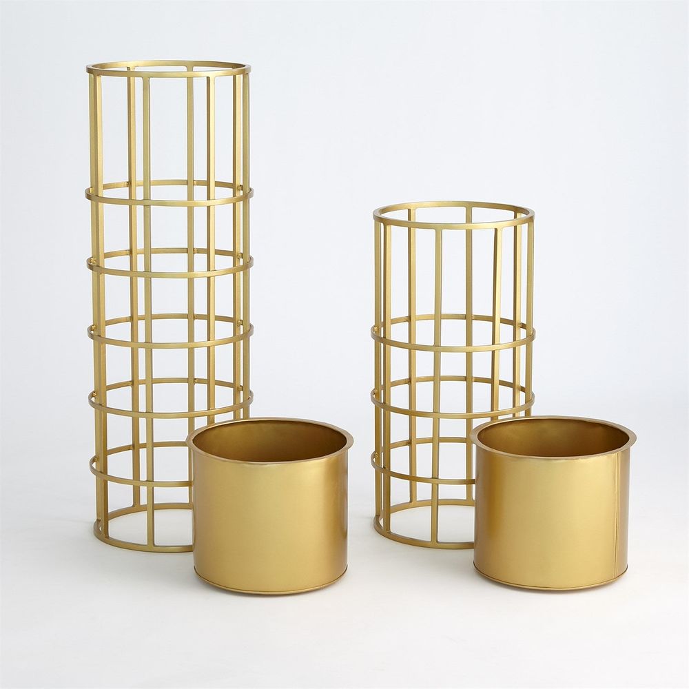 Indoor Planters Ringed Planter-Brass-Sm