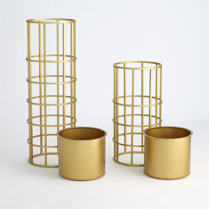 Indoor Planters Ringed Planter-Brass-Sm