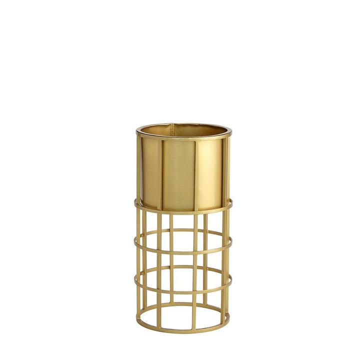 Ringed Planter-Brass-Lg