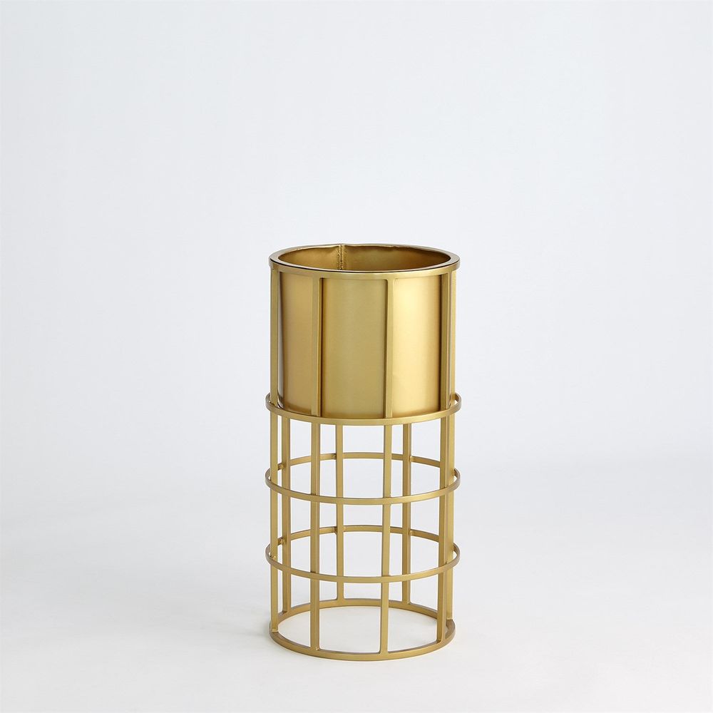 Ringed Planter-Brass-Sm